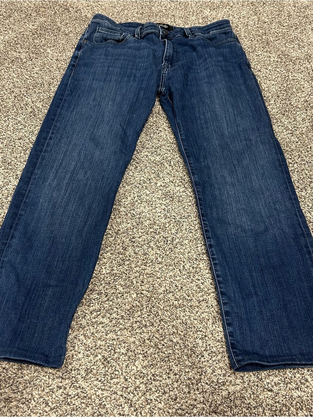 34 Heritage Jeans Mens 36x34 Blue Denim Courage Mid Rise Straight Leg Stretch